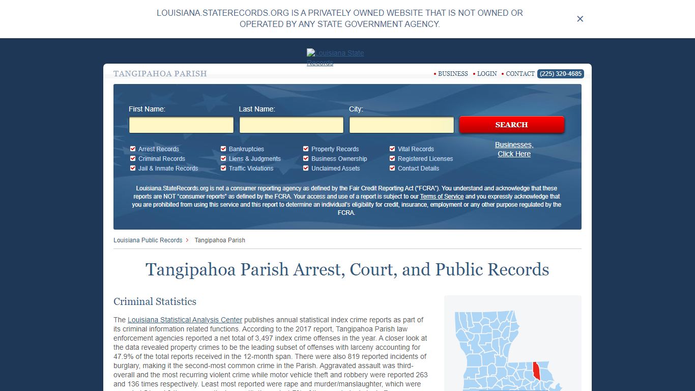 Tangipahoa Parish Arrest, Court, and Public Records