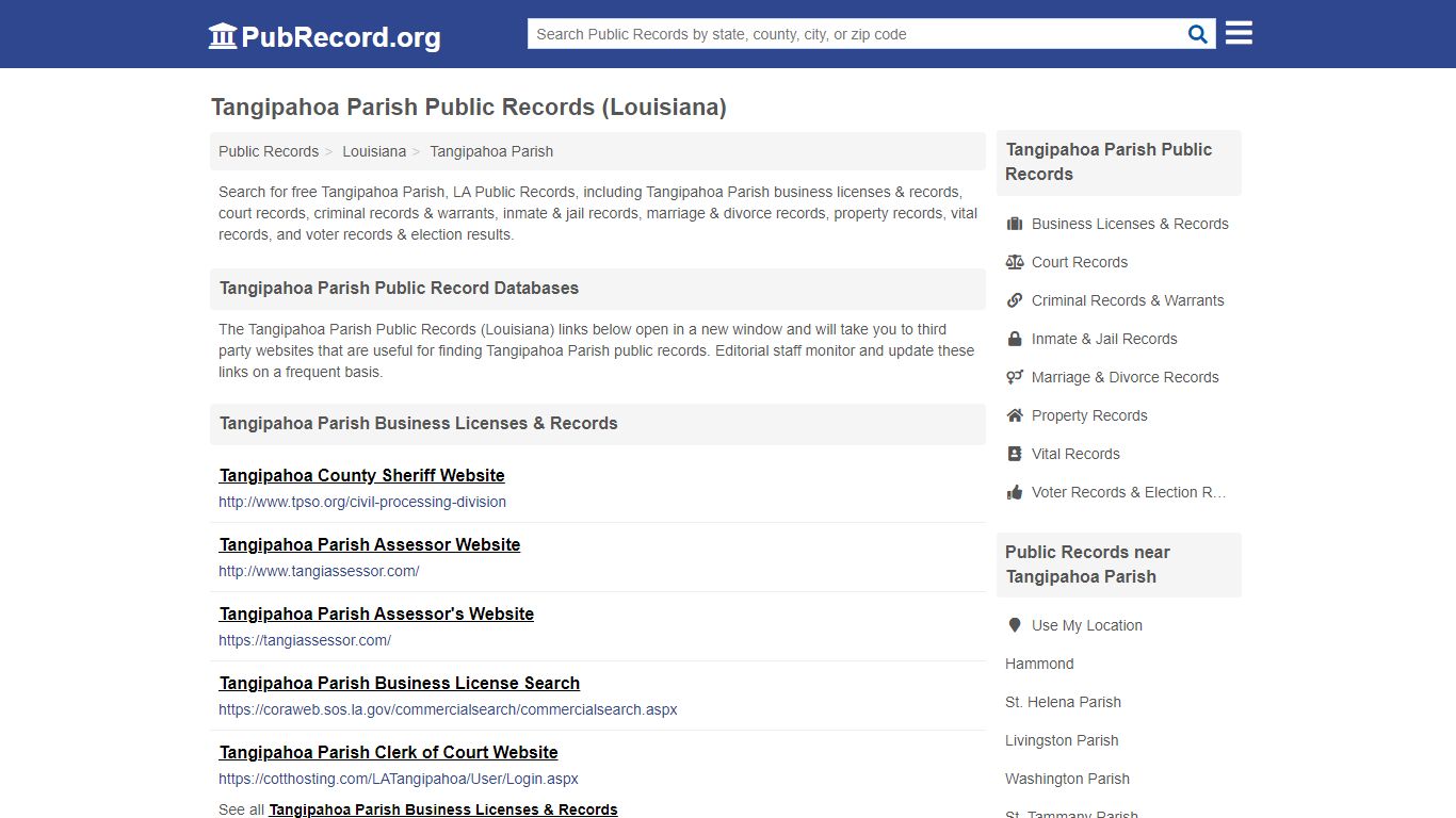 Free Tangipahoa Parish Public Records (Louisiana Public Records)