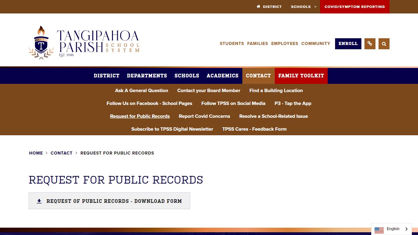 Request for Public Records - Tangipahoa Parish School System